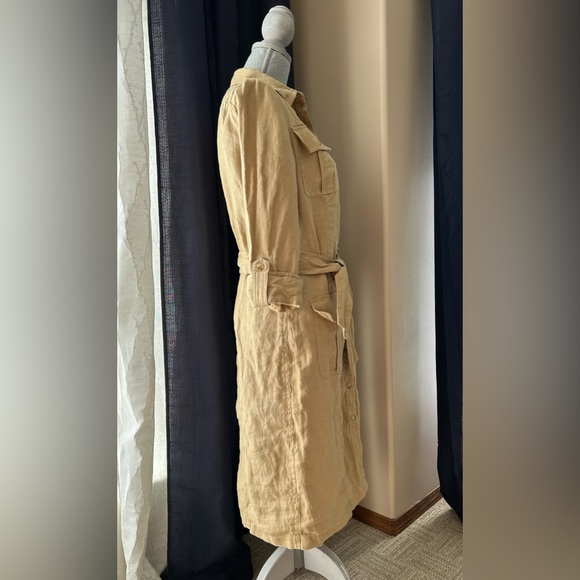 Lauren Ralph Lauren Size 8 Khaki Linen Shirt Dress Safari Style - Picture 3 of 14